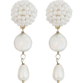 Panacea Cultured Pearl Beaded Linear Earrings in White at Nordstrom Rack