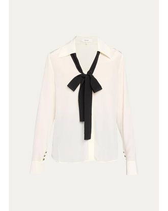 Frame Denim Point Collar Silk Shirt
