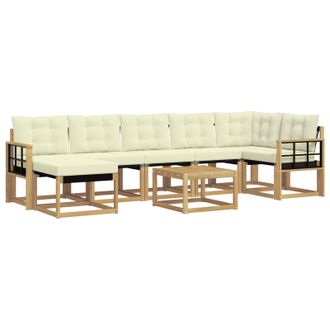 vidaXL Conjunto De Sof&aacute;s De Exterior Con Coj&iacute;n 8 Pcs Blanco Y Crema Vidaxl
