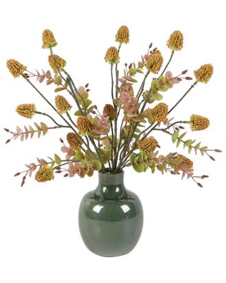 Flora Bunda 17In Artificial Thistle & Leaf Arrangement In Vase