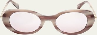 Max Mara Malibu10 Acetate & Metal Round Sunglasses