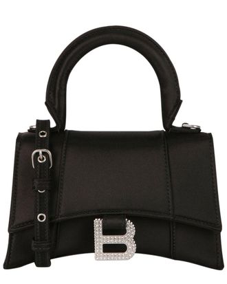 Balenciaga Xs Hourglass Satin Top Handle Bag