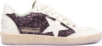 Golden Goose Glitter Leren Sneakers Rubberen Zool Vetersluiting - Dames - Sneakers - Wit - 40 EU - Leer - Schoenen
