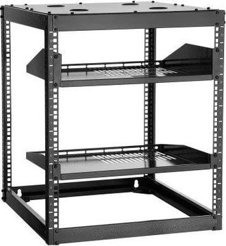 OEM Rack De Red Abierto De 12u, 585 Mm De Profundidad, Rack De Servidores De Pared O De Suelo, Resistente 4 Postes, Con Estantes Ventilados Y Herrajes De 