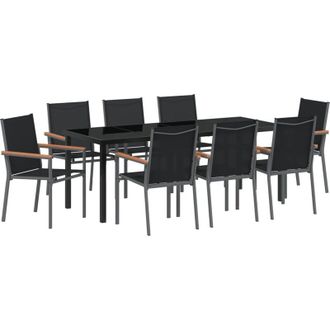 vidaXL Conjunto De Comedor De Jard&iacute;n 9 Pcs Negro Vidaxl