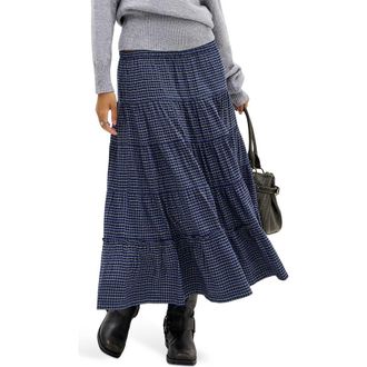 BDG Becks Smocked Tiered Cotton Midi Skirt in Blue at Nordstrom Rack, Size X-Small