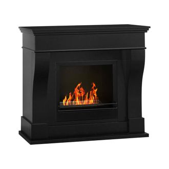 Dmora Dmora - Chimenea De Bioetanol Alseno, Chimenea Ecol&oacute;gica, Hogar Sin Humo, Calefactor De Etanol, Made In Italy, 111x43 H99 Cm, Negro