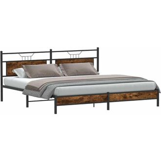vidaXL Vidaxl - Estructura De Cama Sin Colch&oacute;n Metal Roble Ahumado 193x203 Cm