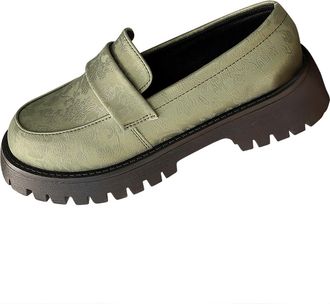 Generic Green Female Casual Round Toe Loafers Fashionable and Comfortable for Walking Outdoor Activities and Daily Errands 2025 Style