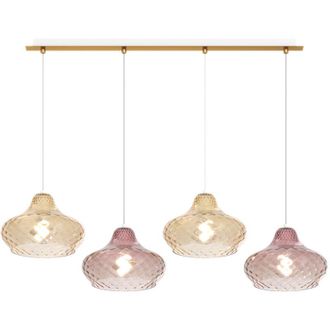 Top-Light Lampadario Contemporaneo Dress Metallo Ottone Vetro Ambra-Ruggine 4 Luci E27