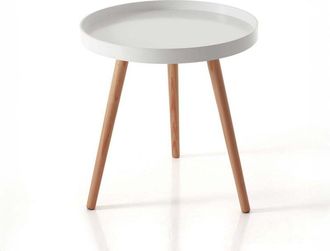 Oresteluchetta Mesa De Centro Redonda Con Patas De Madera Maciza Lexy Round