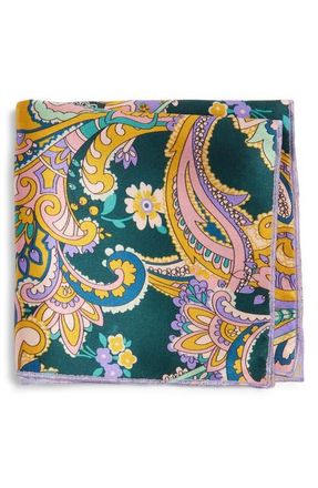 Clifton Wilson Gold & Lavender Paisley Silk Pocket Square at Nordstrom