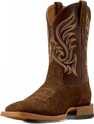 Ariat Mens Cattle Call Hippo Print Square Toe Boot In Antique Tan