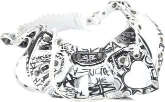 Balenciaga Le Cagole Graffiti Giant Studs Leather Mini shoulder bag - Zwart