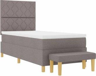 vidaXL Box Spring Bed with Mattress Taupe 100 x 200 cm Fabric vidaXL