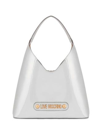 Love Moschino Borsa a spalla con applicazione logo - Grigio
