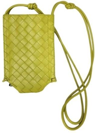 Bottega Veneta Intrecciato Green Yellow Leather Handbag Shoulder Bag Tote Bag (Pre-Owned)