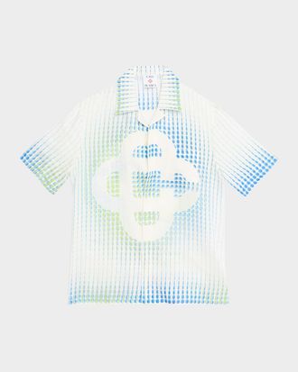 Casablanca x Martin Naumann Mens Dots Linen Short-Sleeve Shirt