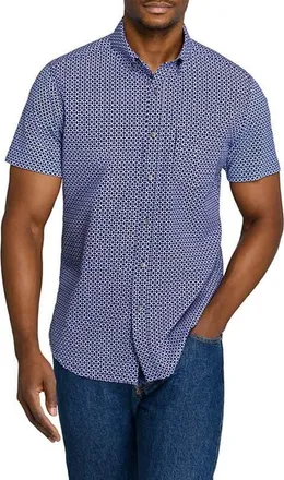 W.R.K Geometric Short Sleeve Button-Down Shirt in Navy at Nordstrom, Size Xx-Large
