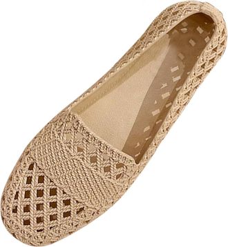 Generic Lace Up Ballet Shoes, Flats Shoes For Women Casual Pointed Toe Ballet Pumps,Comfort Breathable Knit Crochet Shoes,Slip On Ballerina Lace Flats Shoes,H