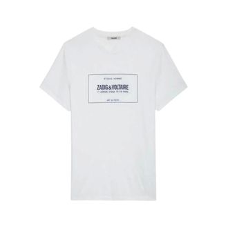 Zadig&Voltaire Tops, Heren, Wit, M, Denim, Gum Print T-shirt