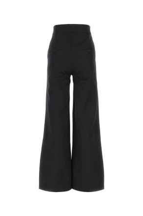 Palm Angels Womens Black Polyester Blend Pant Blackwhite Exterior: Cotton Pantaloni