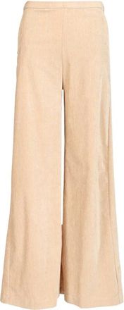 Forte_Forte High-rise broek in Double Velvet - Dames - Wijde Broeken - Beige - L - Leer - Broeken