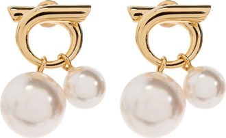 Ferragamo Double Pearl Earrings - Dames - Oorbellen - Geel - ONE Size - Accessoires