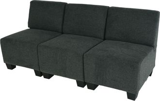 Hhg Sof&aacute; Modular 3 Plazas Lyon, Tela/textil, Gris Antracita, Sin Reposabrazos