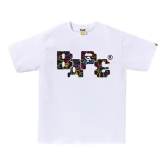 A Bathing Ape Neon Camo 8Bit Bape Logo T-Shirt White 1L30-110-041-WHT