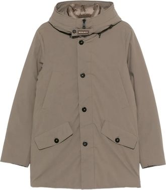 Woolrich button hooded jacket - men - Polyester - M - Neutrals