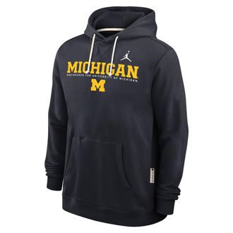 Nike Jordan Mens Michigan Sideline Jordan Brand Dri-FIT College Pullover Hoodie in Blue | 0JAZ4FAMWN-HSY