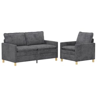 vidaXL Juego De Sof&aacute; 2 Uds. Gris Oscuro Poli&eacute;ster Vidaxl