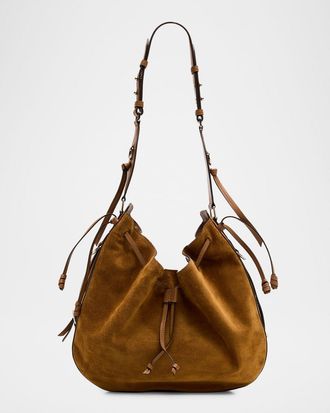 Isabel Marant Bolton Drawstring Suede Hobo Bag