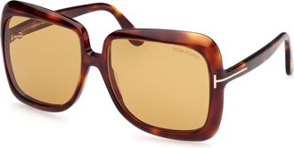 Tom Ford Lorelai Brown Square Ladies Sunglasses FT1156 52E 59