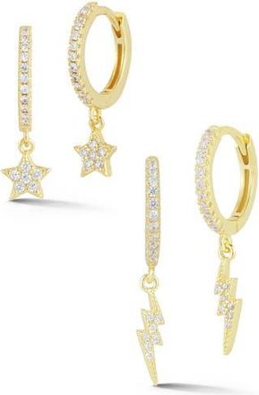Glaze Jewelry CZ Dangle Huggie Hoop Earrings Set in Gold at Nordstrom Rack