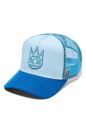 Cult of Individuality Shimuchan Logo Colorblock Trucker Hat in Blue Glow at Nordstrom