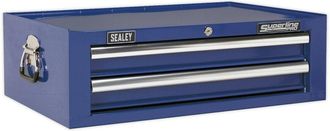 Loops 670 x 440 x 210mm BLUE 2 Drawer MID-BOX Tool Chest Lockable Storage Unit Cabinet