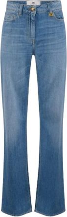 Elisabetta Franchi Palazzo Jeans met Logo Detail - Dames - Bootcut Jeans - Blauw - W26 - Katoen - Jeans