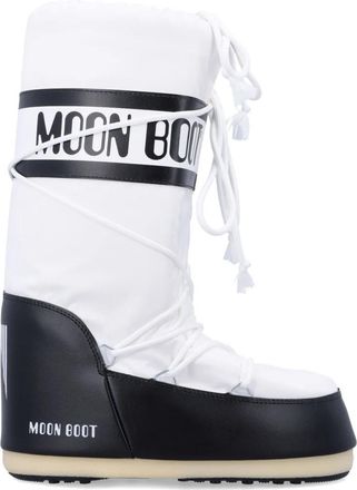 Moon Boot Zwart Wit Icon High Nylon Laarzen - Dames - Winterlaarzen - Wit - 35 EU - Nylon - Schoenen