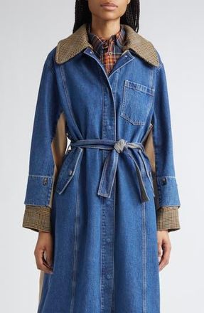 3.1 Phillip Lim Mixed Media Trench Coat in Indigo Multi at Nordstrom Rack, Size Medium/large