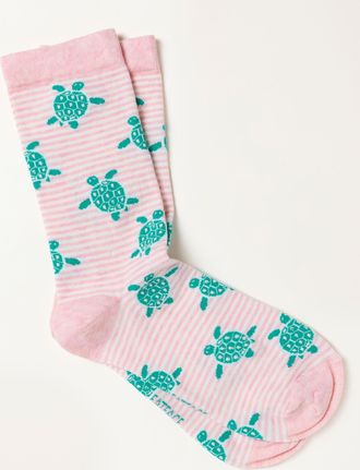 Fat Face FatFace Pink Turtle Stripe Socks