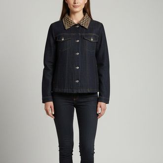 Ganni Ganni Blue Denim Long Sleeve Fitted Jacket