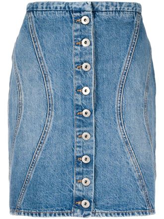 Marcelo Burlon buttoned denim skirt - women - Cotton/Hemp/Polyester - 25 - Blue