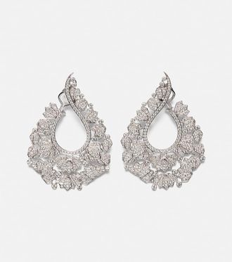 Ananya Orecchini Scatter Lotus in oro bianco 18kt con diamanti