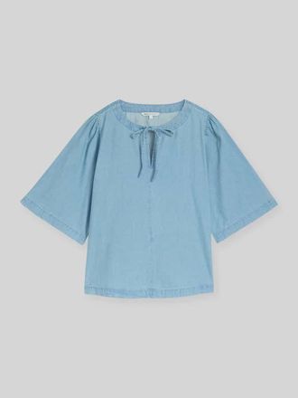 Tom Tailor Denim Relaxed Fit Bluse mit Schleifen-Detail in Hellblau, Gr&ouml;&szlig;e XS