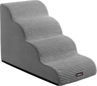 FEANDREA Escalera para perros de 4 pelda&ntilde;os impermeable antideslizante gris
