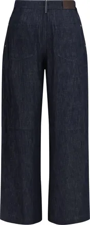 Brunello Cucinelli Wide-Leg Cotton Denim Jeans - Blue