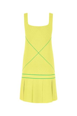Bottega Veneta Womens Acid Green Viscose Blend Dress 7214 Exterior: Polyester Abiti