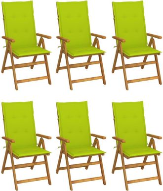 vidaXL Vidaxl - Sillas De Jard&iacute;n Plegables 6 Uds Y Cojines Madera Maciza Acacia